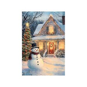 Snowy Xmas Tree Unframed Canvas Wall Art  24" X 36"